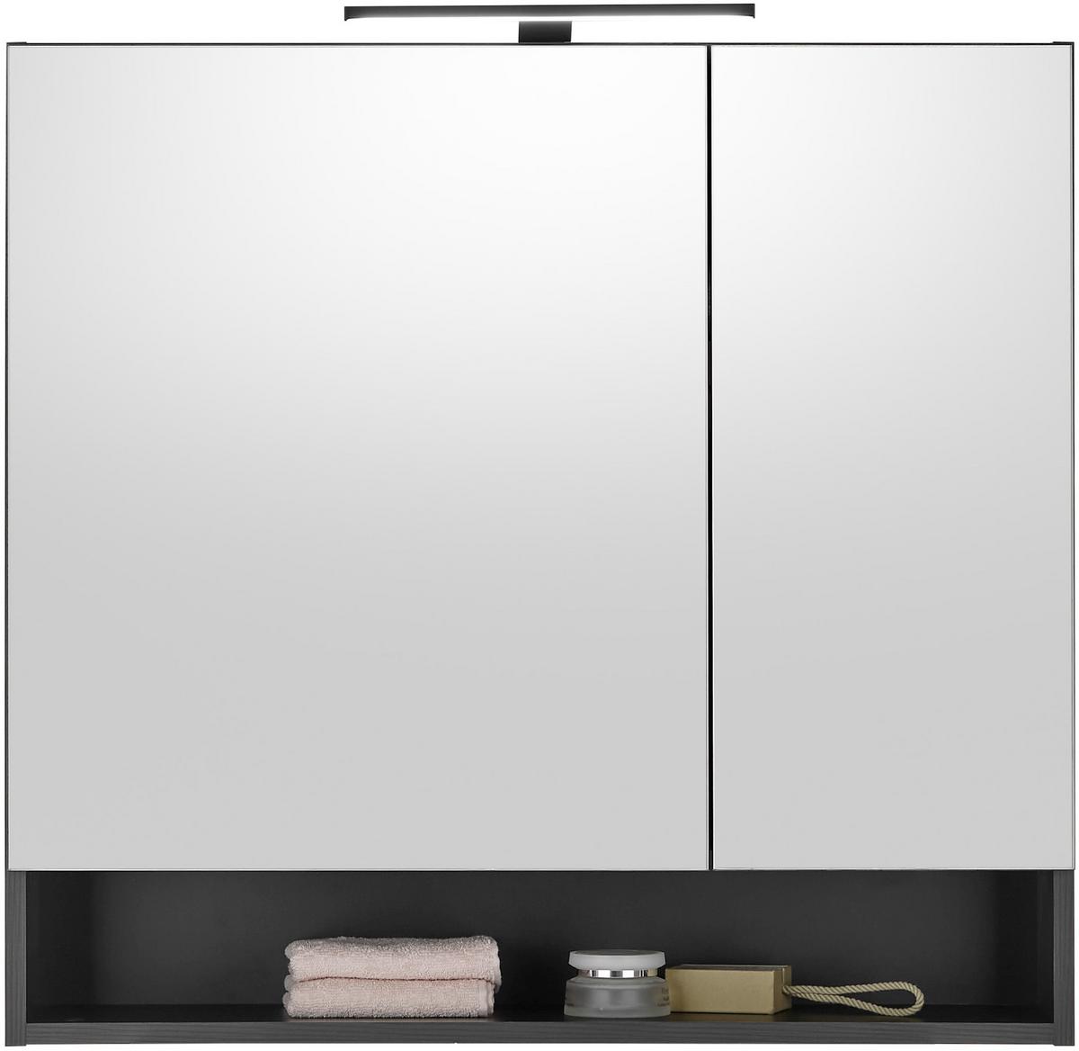 SZAFKA Z LUSTREM NEW YORK - czarny, Konventionell, materiał drewnopochodny/szkło (80/75/22cm) - Xora