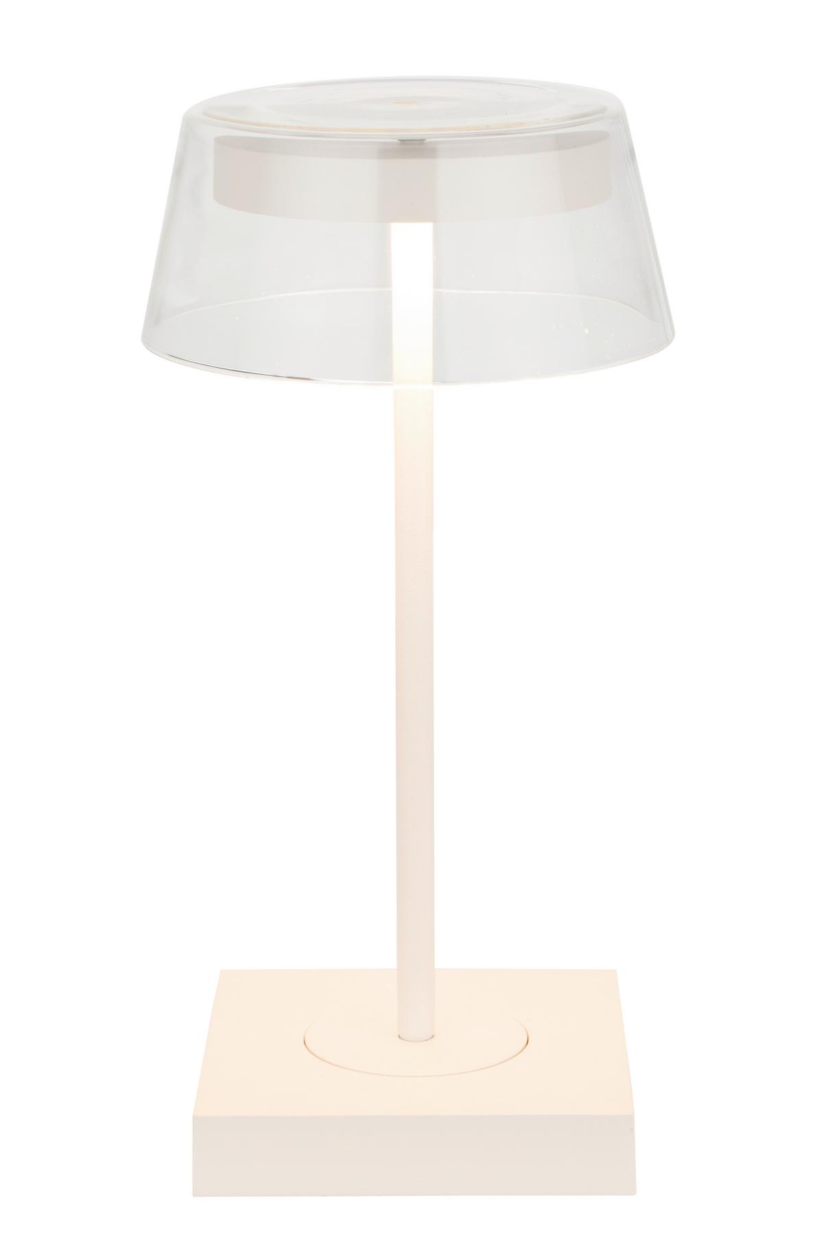 LAMPA STOŁOWA Z AKUMULATOREM CLEAR - biały, Design, metal/szkło (13,7/27cm) - Dieter Knoll