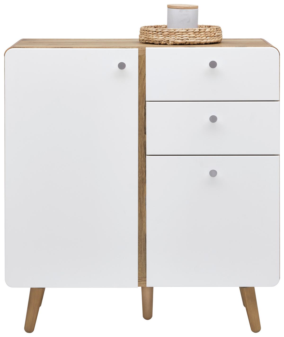 Kommode Ronda in Weiss/Eichefarben - Weiss/Eichefarben, Modern, Holzwerkstoff (86/91/40cm) - Premium Living