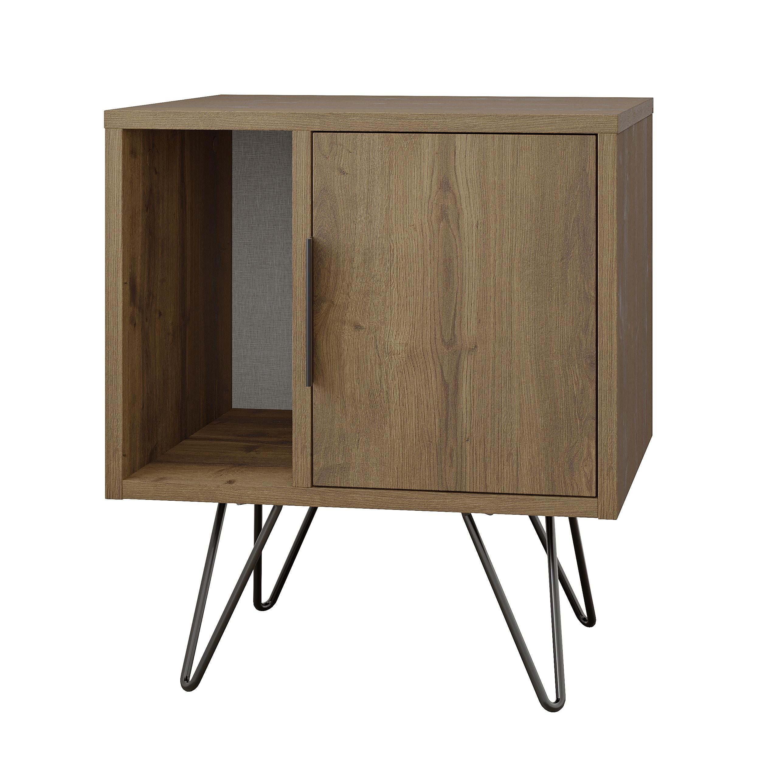 NACHTTISCH GLYNN NIGHTSTAND - Eiche dunkel, Design, Holzwerkstoff/Metall (50/60/42cm) - Livetastic