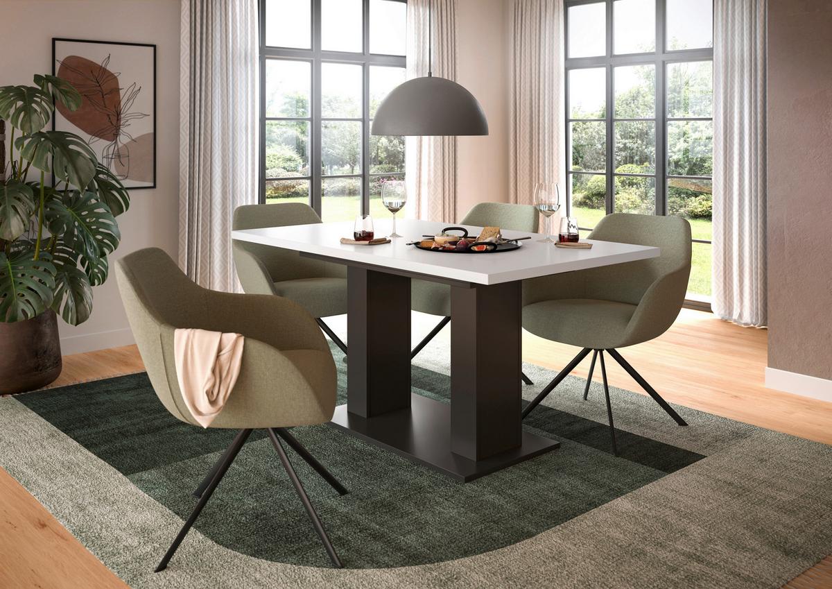 Ausziehtisch Marlon ca. 150-190 cm Weiß/Grau - Weiß/Grau, KONVENTIONELL, Holzwerkstoff (150-190/90/76cm)