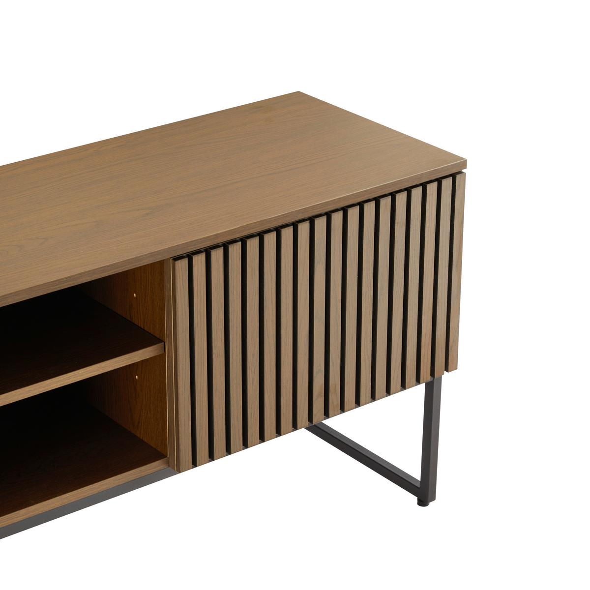 KOMODA NISKA BUENO - kolor ciemnego dębu/czarny, Modern, materiał drewnopochodny/metal (160/60/40cm) - Xora