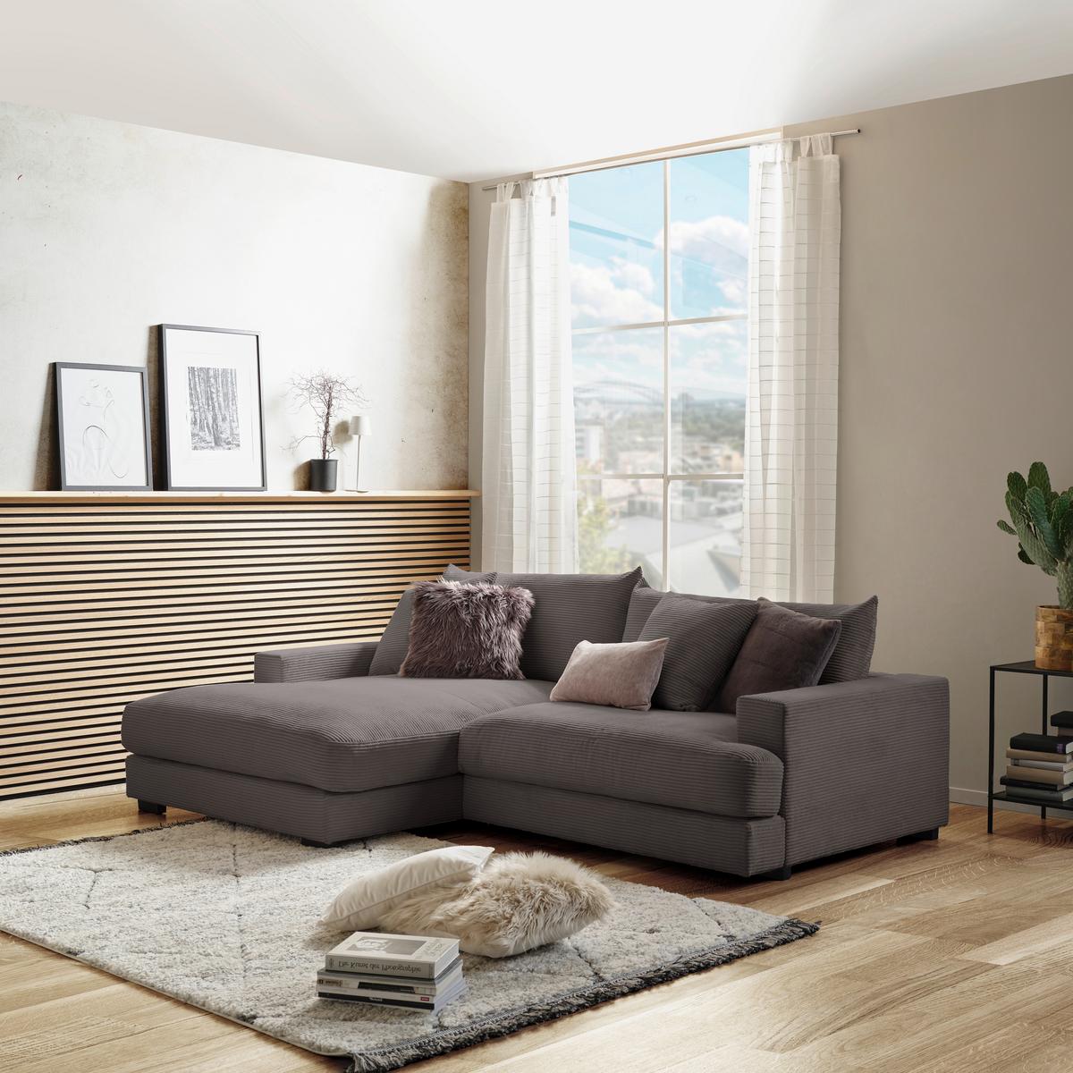 Kutna Garnitura Pelle - siva/crna, Moderno, tekstil (180/265cm) - Modern Living