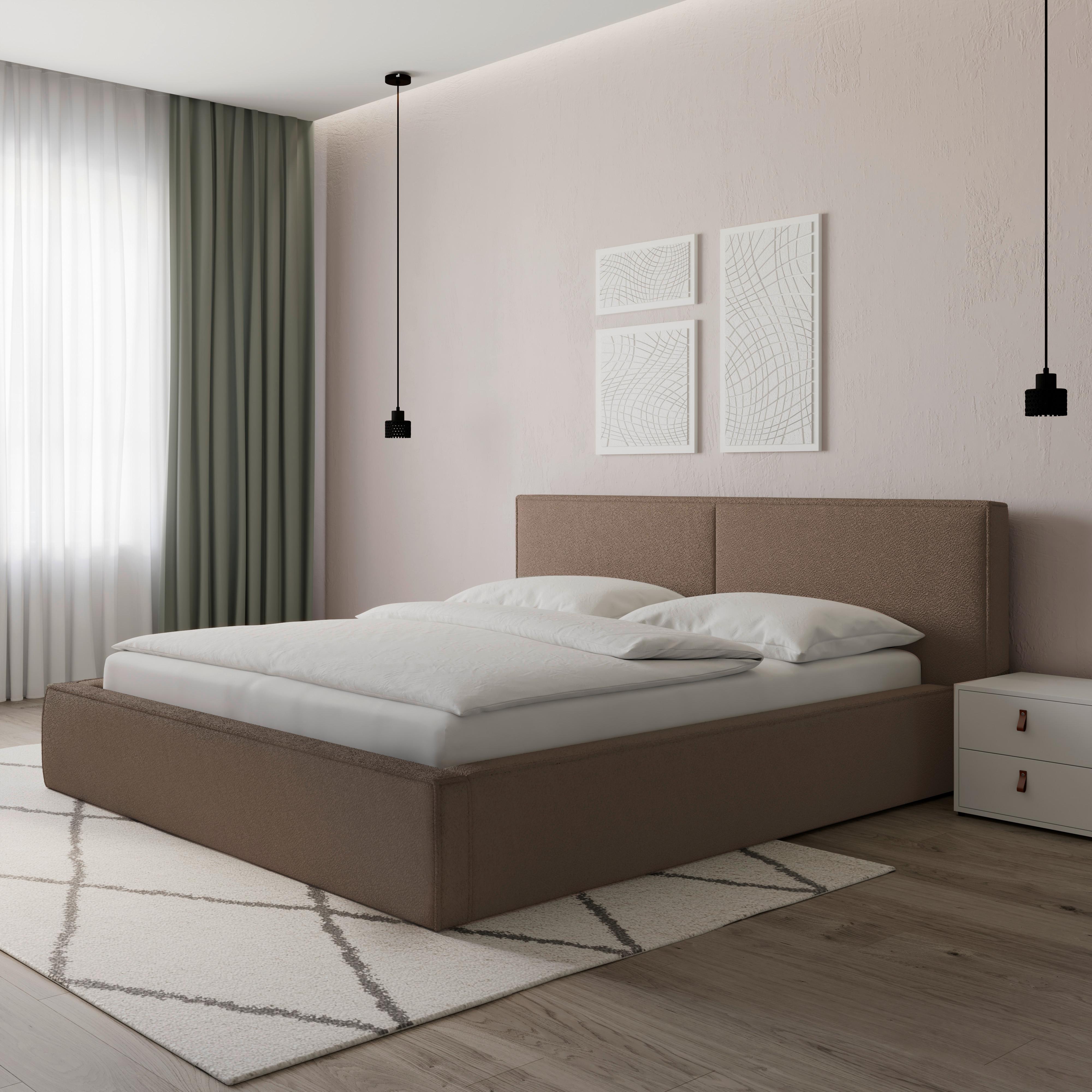 Polsterbett Serena ca. 180x200 cm Braun - Schwarz/Naturfarben, MODERN, Holz/Kunststoff (180/200cm) - Bessagi Home