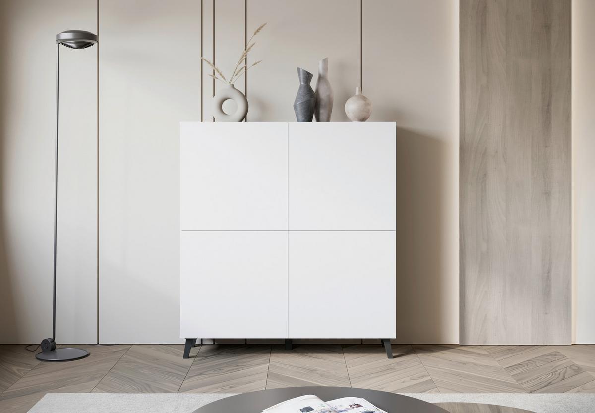 Visoka Komoda Phuket, Bela - črna/bela, Design, umetna masa/leseni material (120/128/39cm) - Livetastic