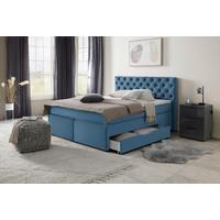 Boxspringbett Chester Blau Ca. 160x200cm - Blau/Schwarz, Holzwerkstoff/Kunststoff (160/200cm) - Mömax