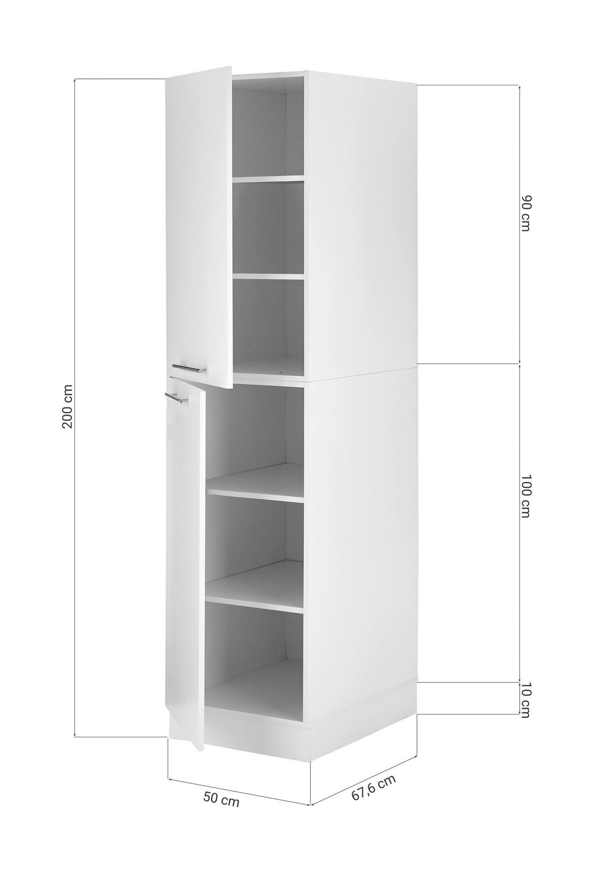 Mehrzweckschrank Clara Weiß B: ca. 50 cm - Edelstahlfarben/Weiß, KONVENTIONELL, Holzwerkstoff/Metall (50/200/67,6cm) - Respekta