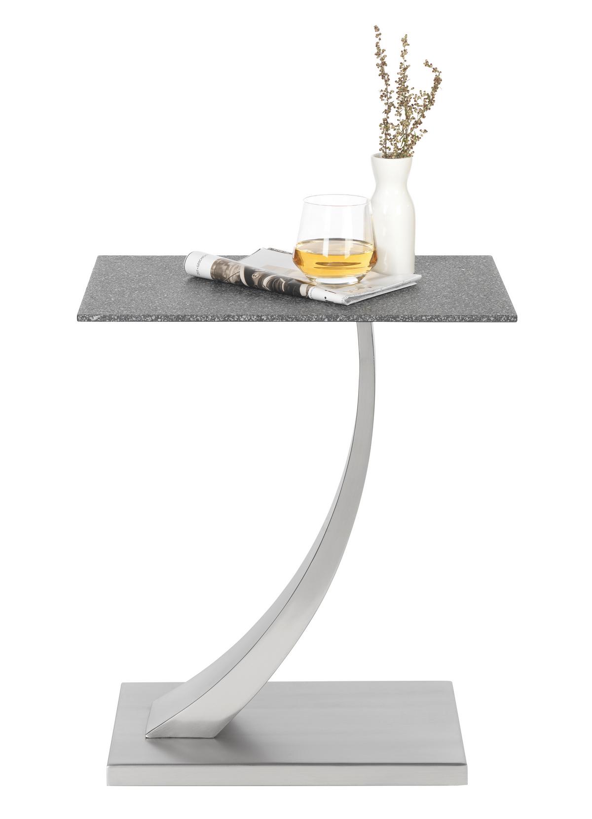 STOLIK BOCZNY KAI - kolor srebrny/ciemnoszary, Design, metal/szkło (30,5/45,7/54,6cm) - Xora