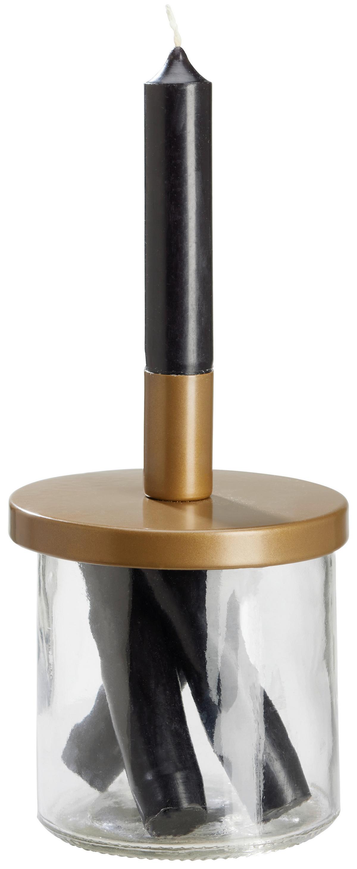 Gyertyatartó Elena - aranyszínű, Romantik / Landhaus, Üveg/fém (10,5/14cm)