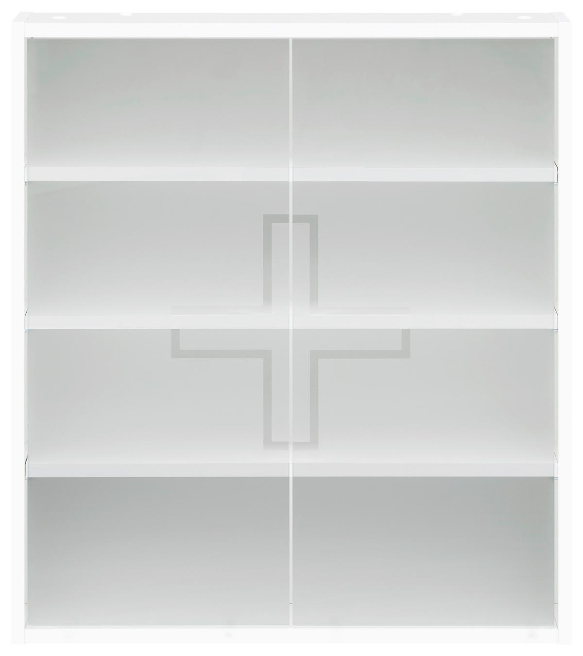 Omarica Za Zdravila Bjarne, Bela - bela, Moderno, steklo/leseni material (64,2/71,4/19,6cm) - Stylife