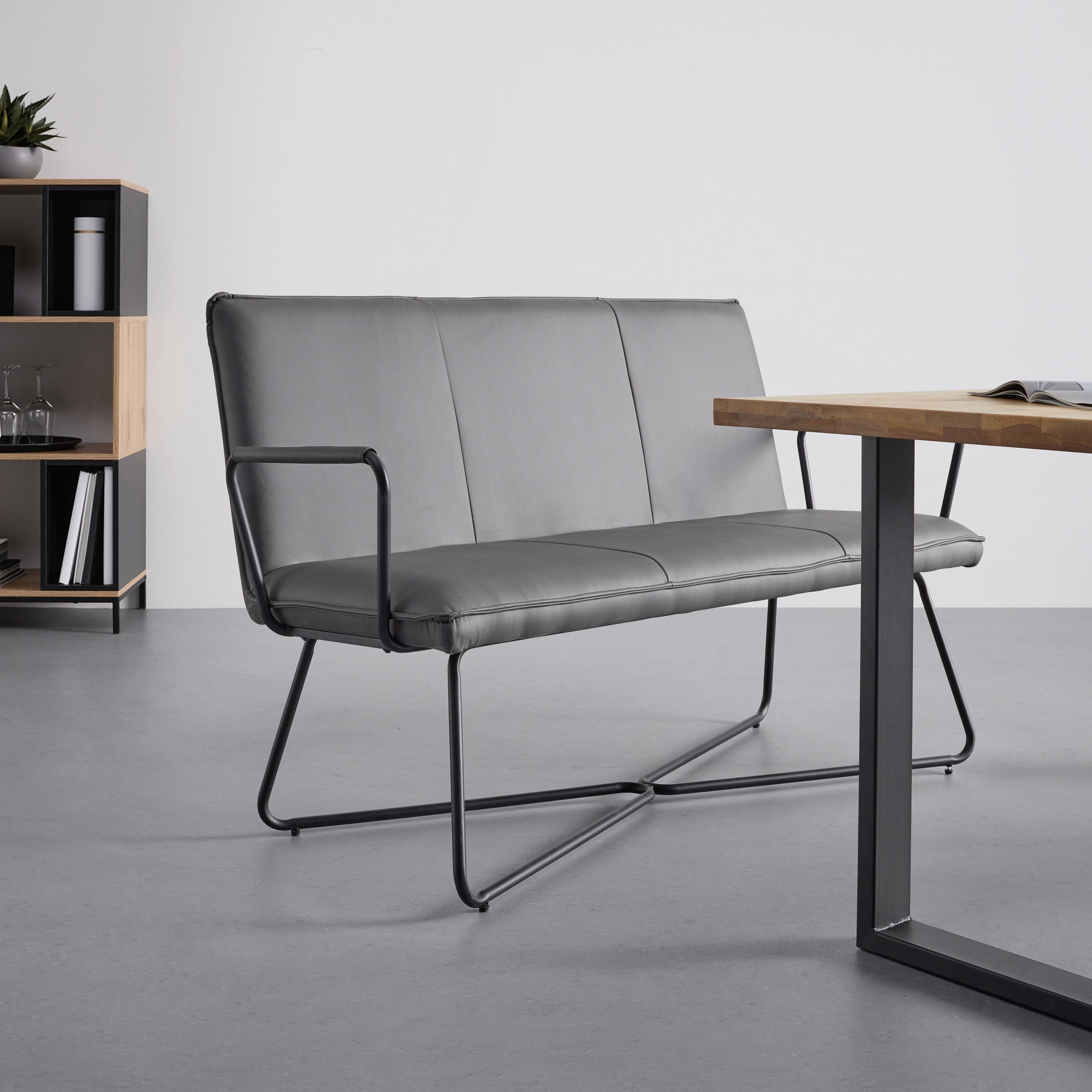 Bancă BOSCO - negru/gri, Modern, lemn/metal (140/90/62cm) - Bessagi Home