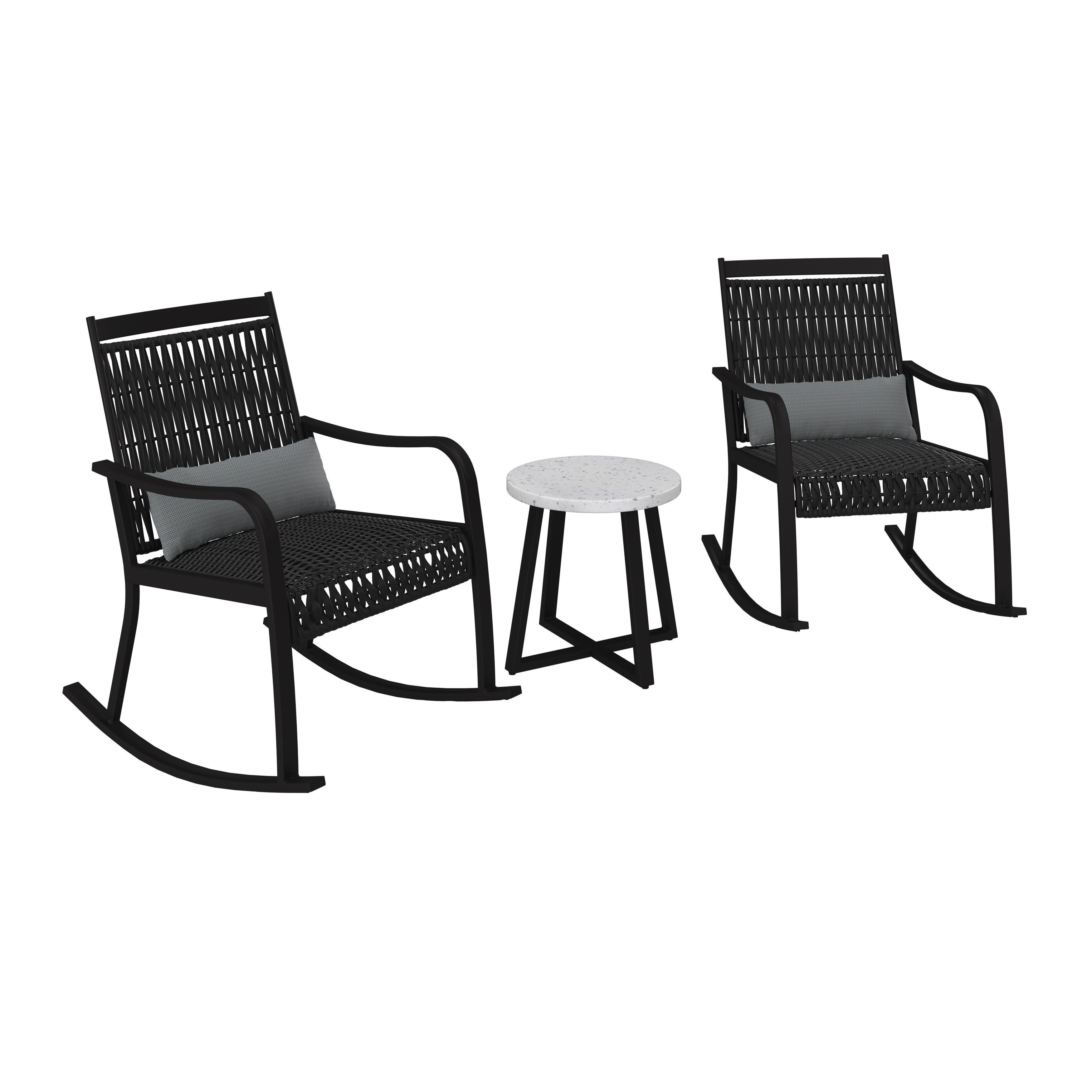 BALKONGMÖBLER SET MATHILDA - mörkgrå/vit, Modern, metall/textil - Bessagi Garden