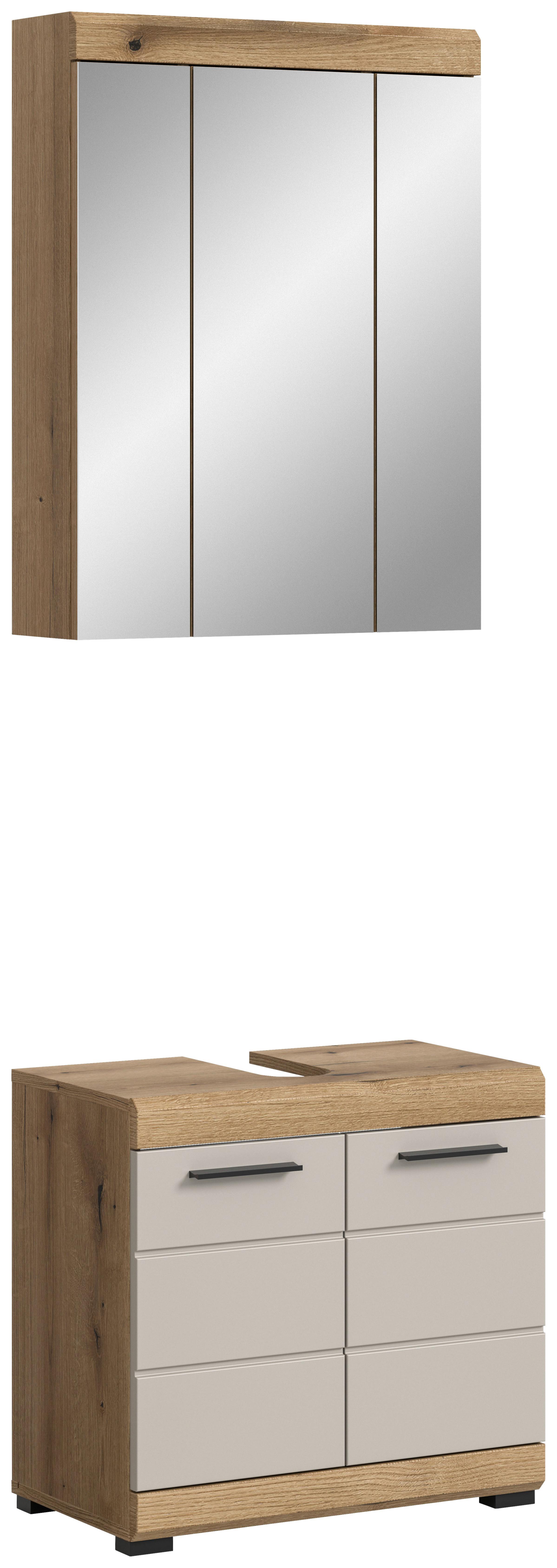 Badezimmer Scout 2-tlg. ca. 60 cm Kaschmir - Kaschmir/Schwarz, MODERN, Glas/Holzwerkstoff (60cm) - MID.YOU