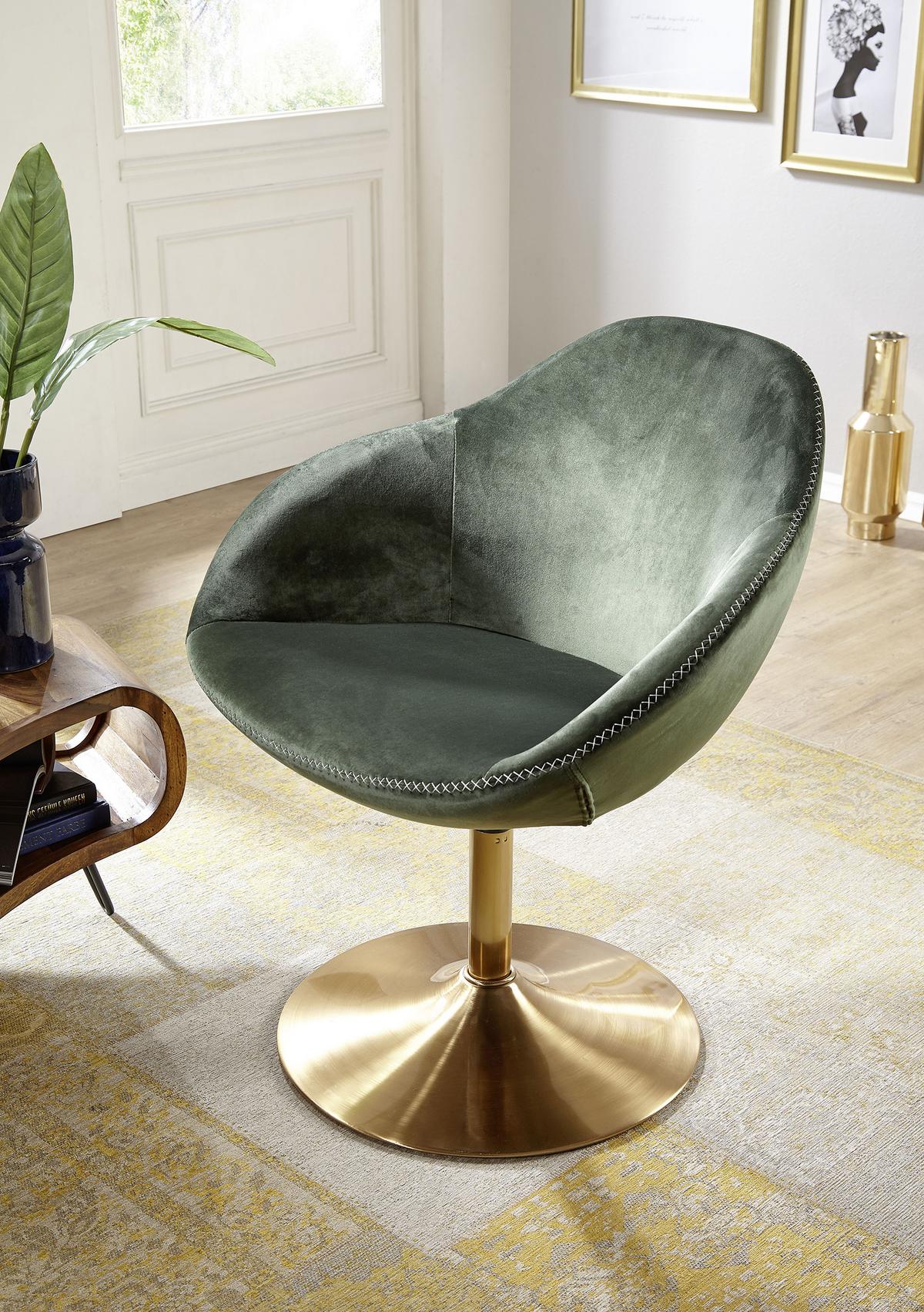 Fotelj Sarin - zlate barve/bela, Moderno, kovina/tekstil (70/79/70cm) - MID.YOU