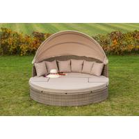 Gartenmuschel Riva in Naturfarben - Beige/Naturfarben, KONVENTIONELL, Kunststoff/Textil (180/88/183cm) - Gardenson