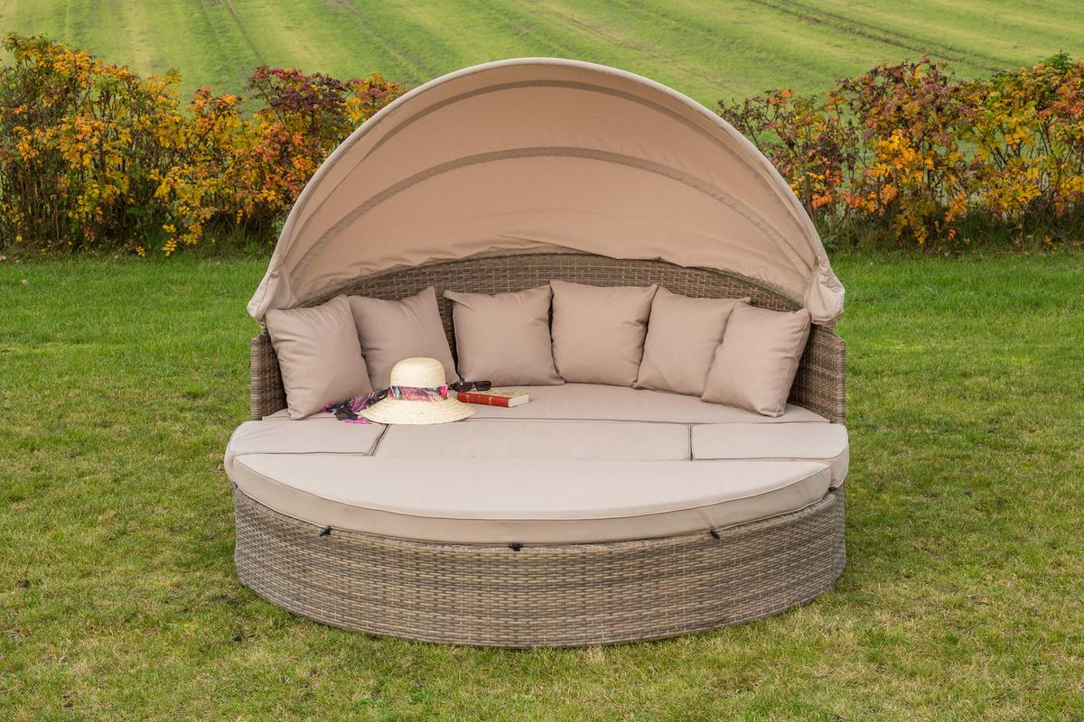 Gartenmuschel Riva in Naturfarben - Beige/Naturfarben, KONVENTIONELL, Kunststoff/Textil (180/88/183cm) - Gardenson