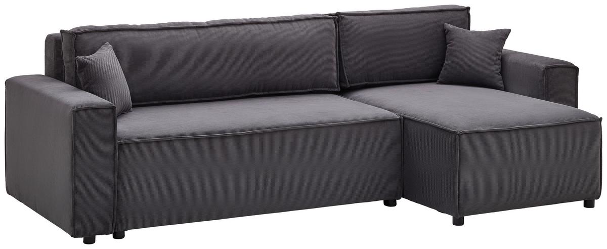 Sedežna Garnitura Mira, Siva, Ležišče - temno siva/siva, Basics, tekstil (248/76/140cm) - Modern Living