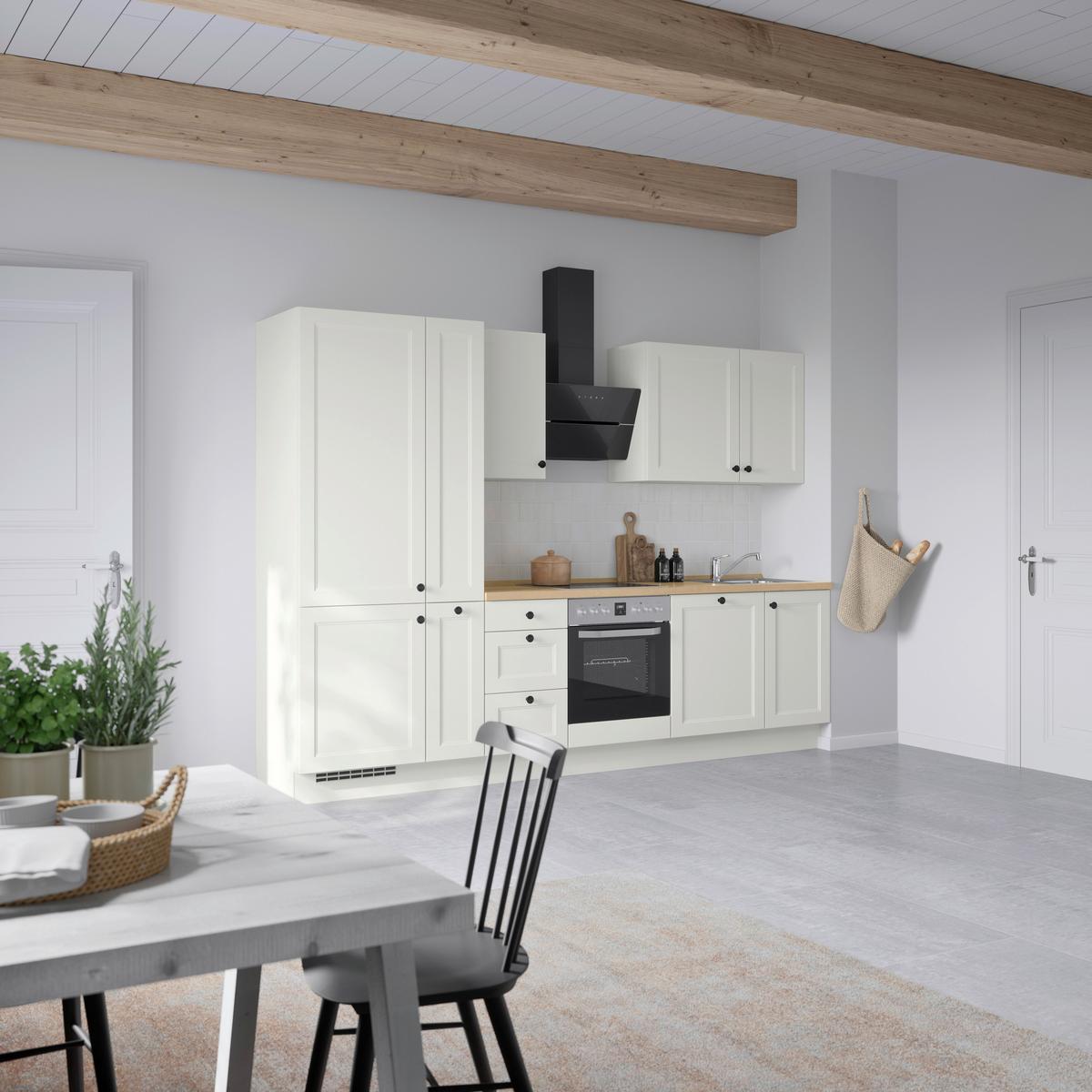 Küchenblock Cascada High m. Geräten Weiß - Eichefarben/Schwarz, MODERN, Holzwerkstoff/Metall (300cm) - Nobilia