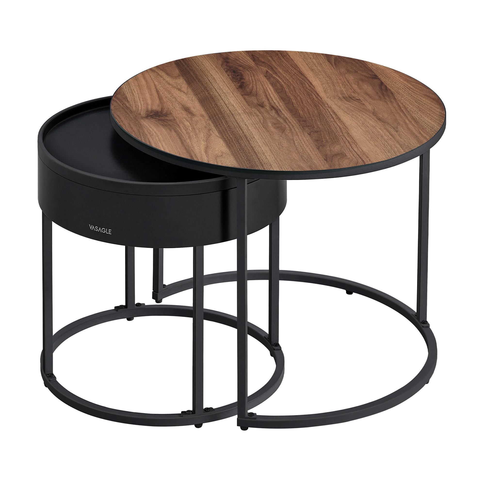 COUCHTISCH COFFEE TABLE - Walnussfarben/Schwarz, MODERN, Holzwerkstoff/Metall (60/60/45cm) - MID.YOU
