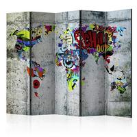 Paravent Graffiti World Multicolor - Multicolor, Basics, Holz/Textil (225/172/3cm) - artgeist
