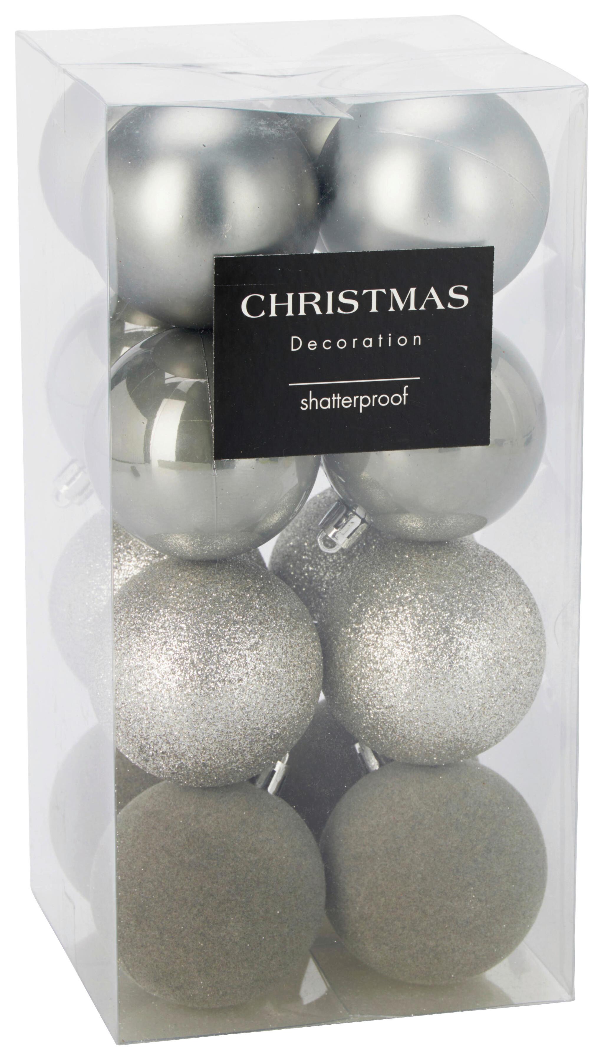 Christbaumkugel-Set Letty Silberfarben, 16-teilig - Silberfarben, KONVENTIONELL, Kunststoff (6cm) - Mömax