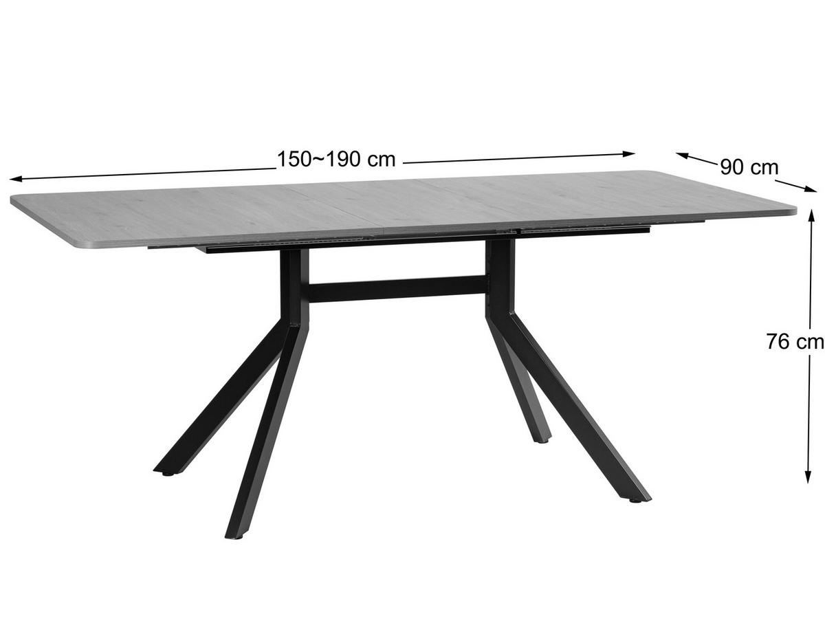 Raztegljiva Miza Jax, Barva Hrasta, Črna, 150-190x90 - črna/hrast artisan, Moderno, kovina/leseni material (150-190/90/76cm) - Livetastic