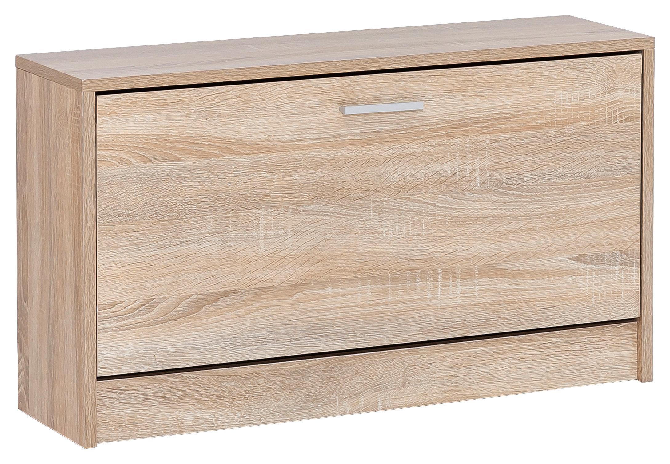 Schuhkipper Zoey ca.80x47x24cm Sonoma Eiche - Silberfarben/Weiß, KONVENTIONELL, Holzwerkstoff/Metall (80/47/24cm) - MID.YOU