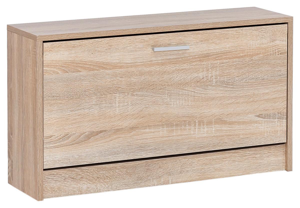 Schuhkipper Zoey ca.80x47x24cm Sonoma Eiche - Silberfarben/Weiß, KONVENTIONELL, Holzwerkstoff/Metall (80/47/24cm) - MID.YOU