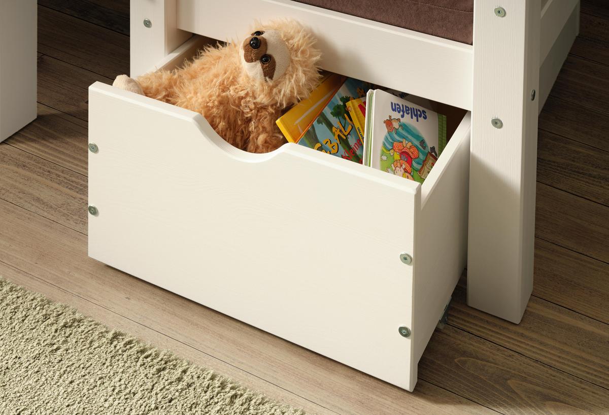 Etagenbett aus Kiefer Massiv ca. 90x200cm - Weiss/Grau, Romantik / Landhaus, Holz/Holzwerkstoff (99/170/209cm) - Zandiara