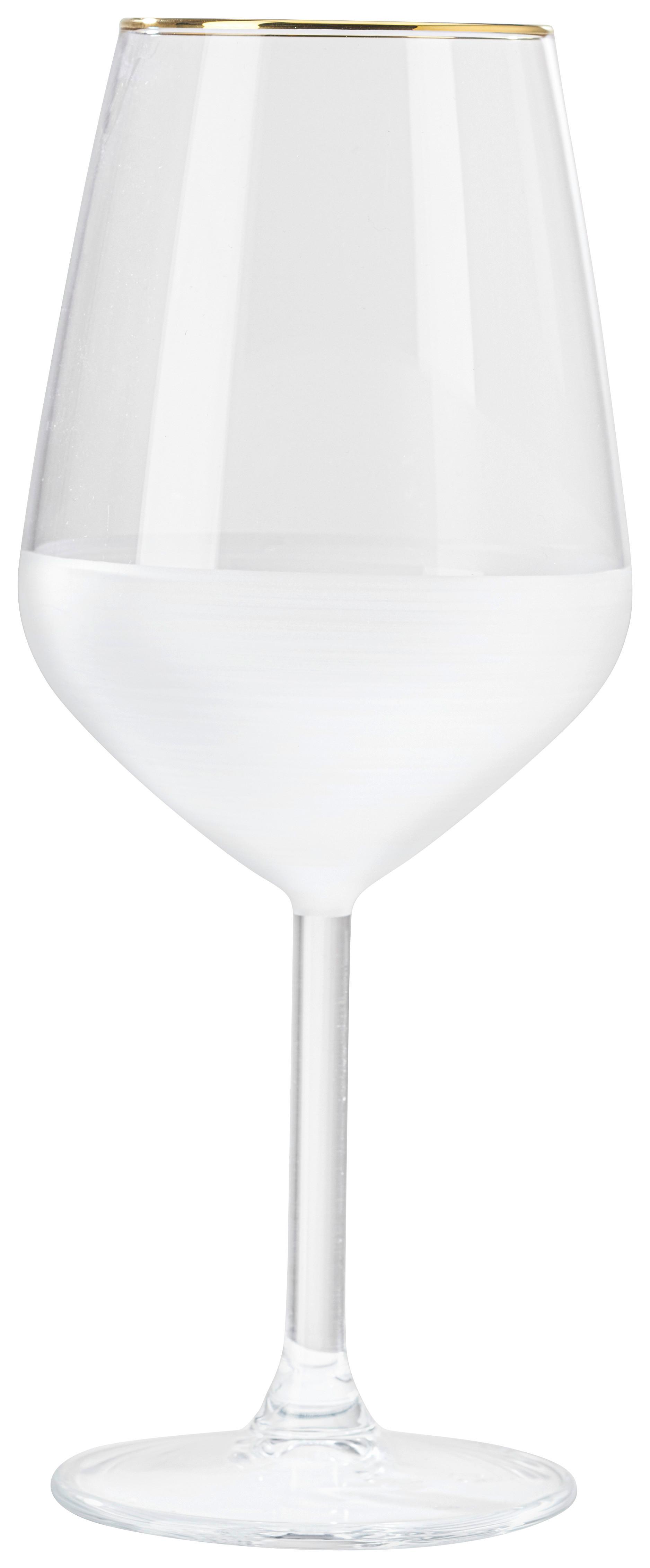 Weinglas Goldline in Weiss ca. 490ml - Weiss, Modern, Glas (6,4/22cm) - Premium Living