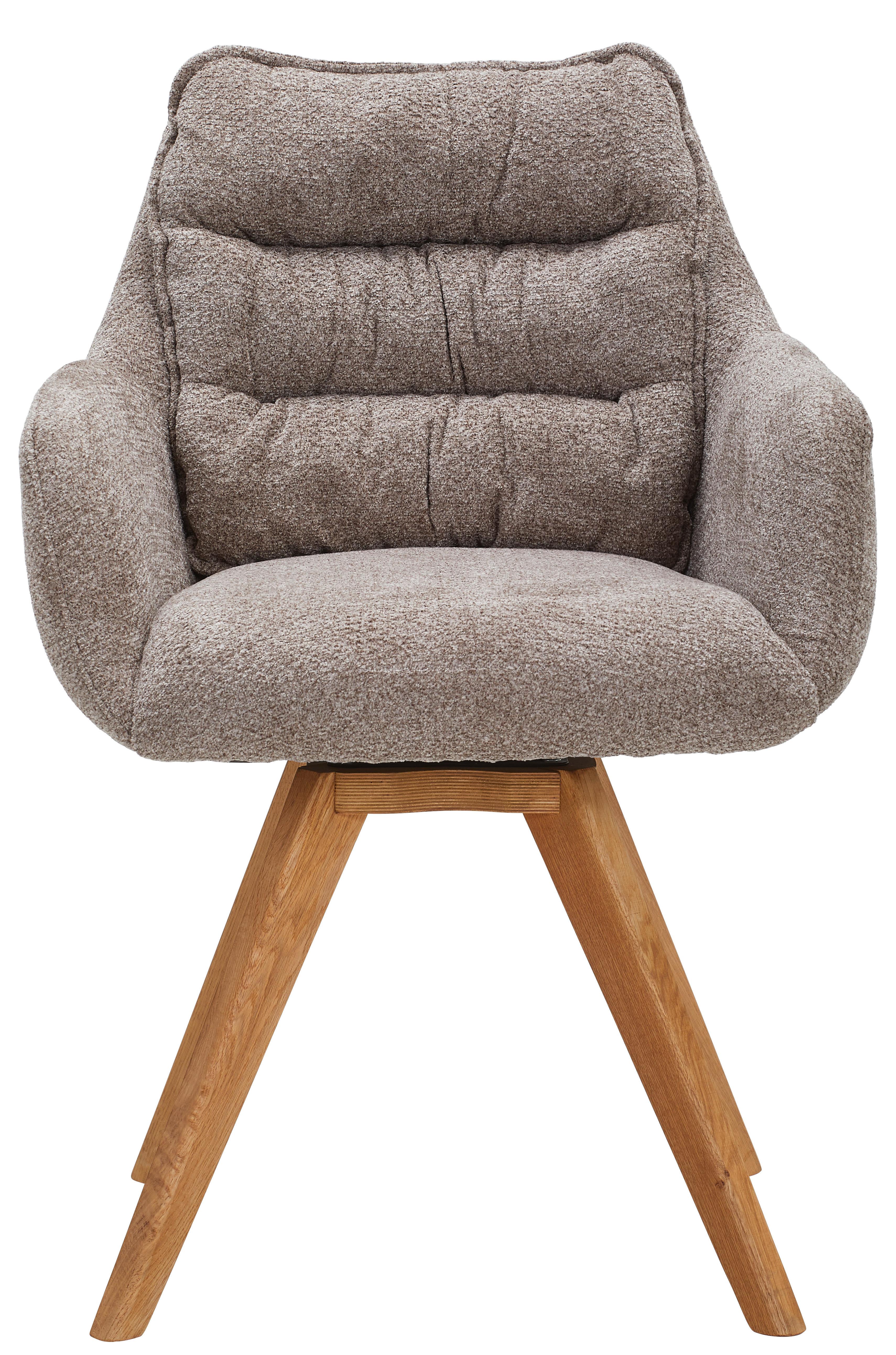 KRZESŁO Z PODŁOKIETNIKAMI COMO - kolor dębowy/taupe, Konventionell, drewno/tkanina (59/86/69,5cm) - Linea Natura