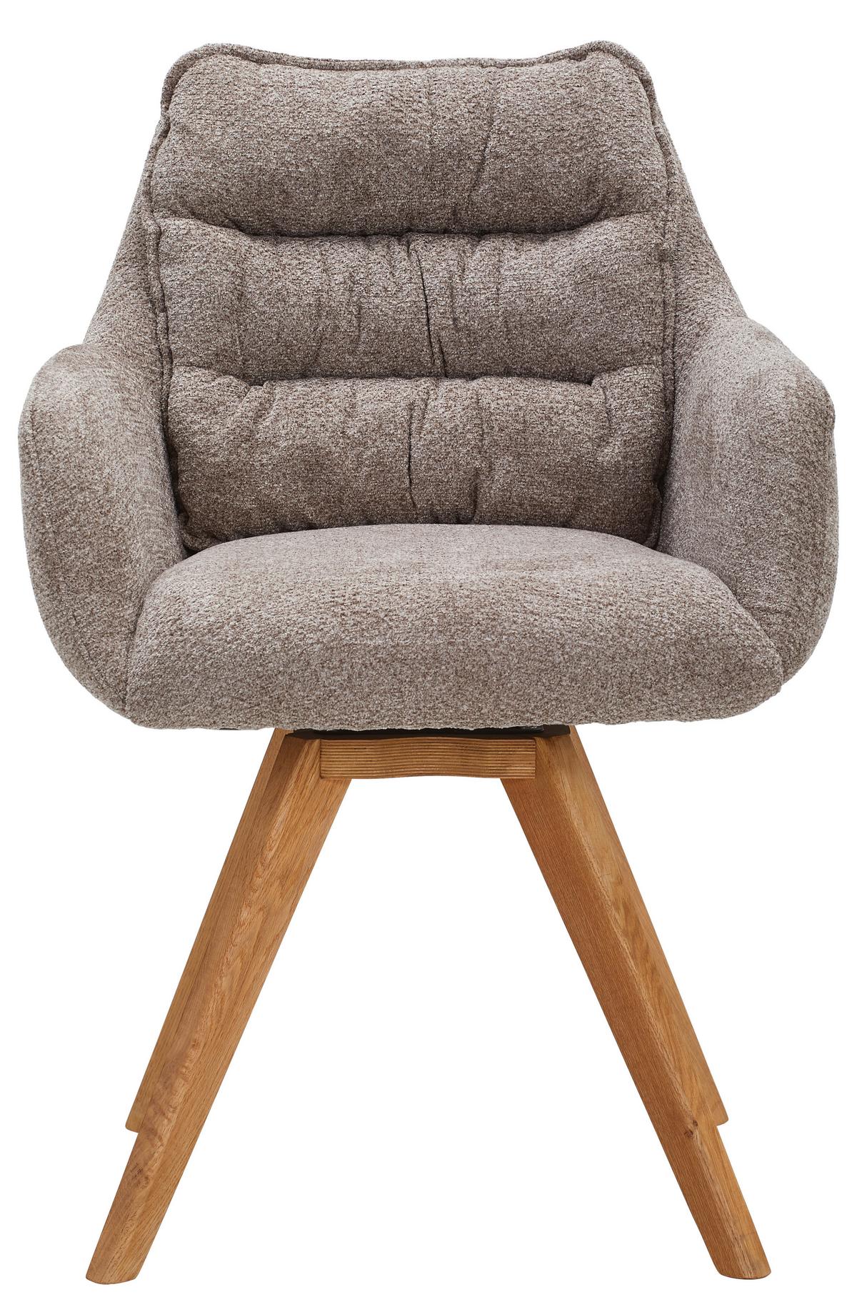 KRZESŁO Z PODŁOKIETNIKAMI COMO - kolor dębowy/taupe, Konventionell, drewno/tkanina (59/86/69,5cm) - Linea Natura