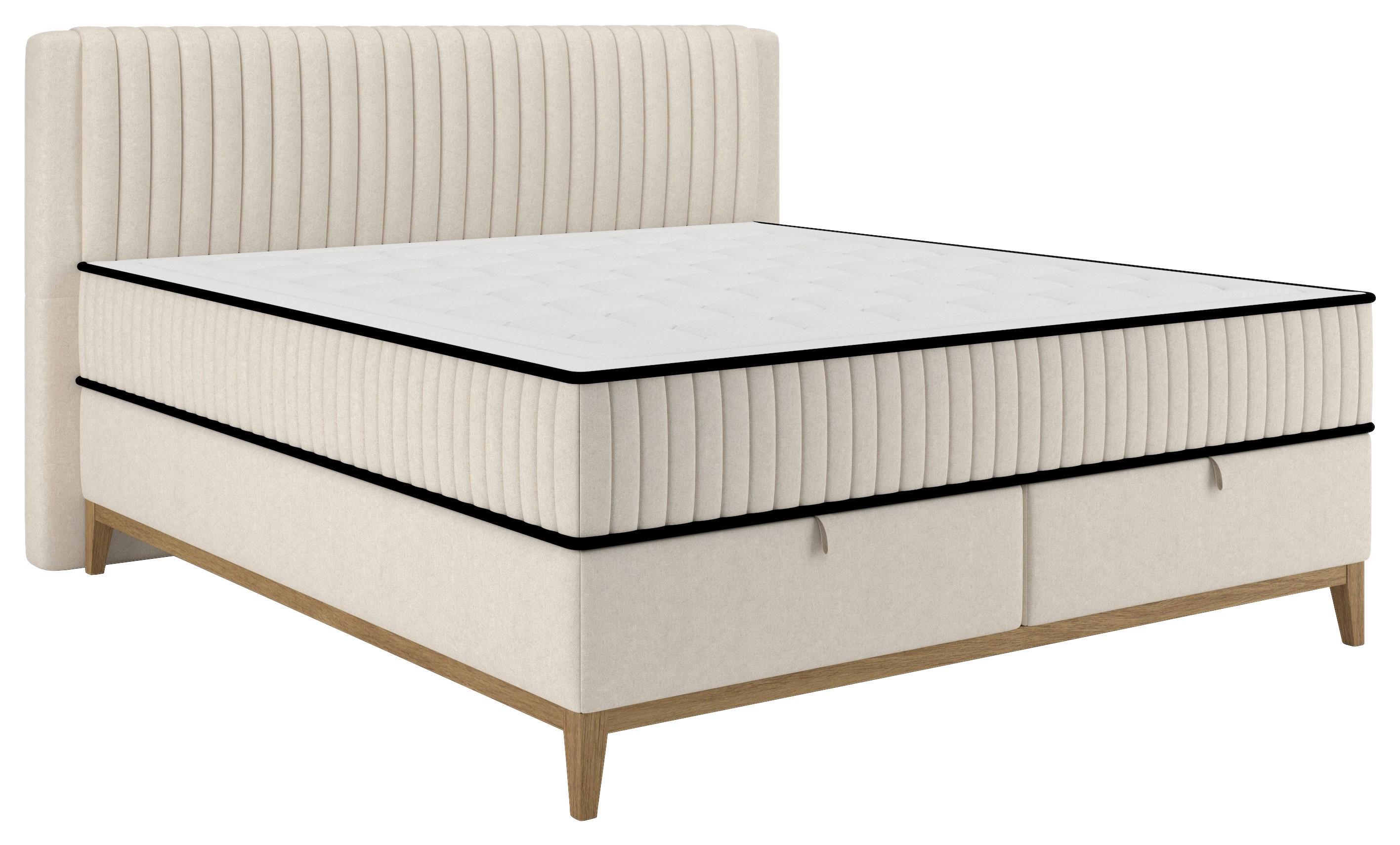 Bett Elena Creme ca. 160x200cm - Creme, KONVENTIONELL, Holz/Holzwerkstoff (160/200cm) - Sembella