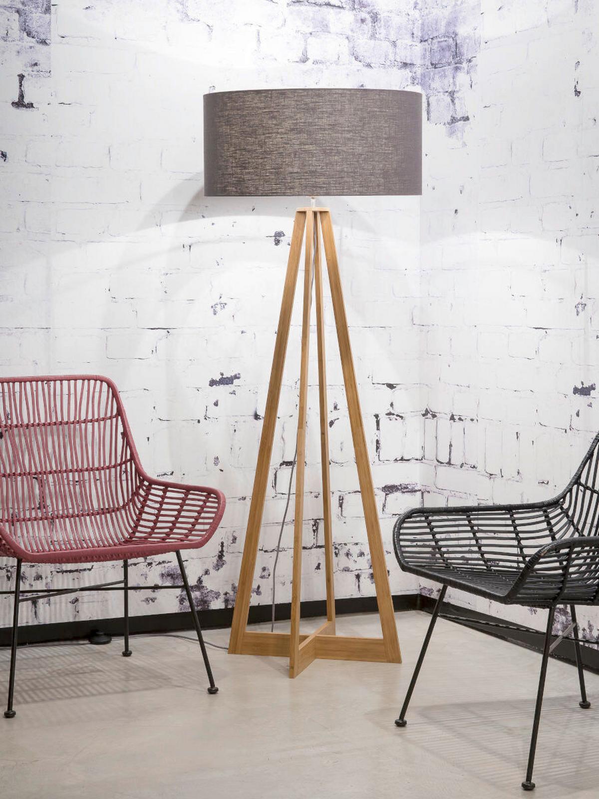 Stoječa Svetilka Everest, Temno Siva, Bambus - temno siva/naravne barve, Trend (60/158cm) - Good & Mojo