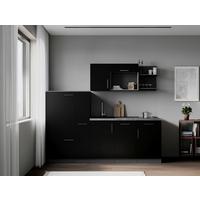 Küchenblock Oliver m. Geräten Schwarz - Schwarz/Grau, Trend, Holzwerkstoff/Metall (235cm) - Respekta