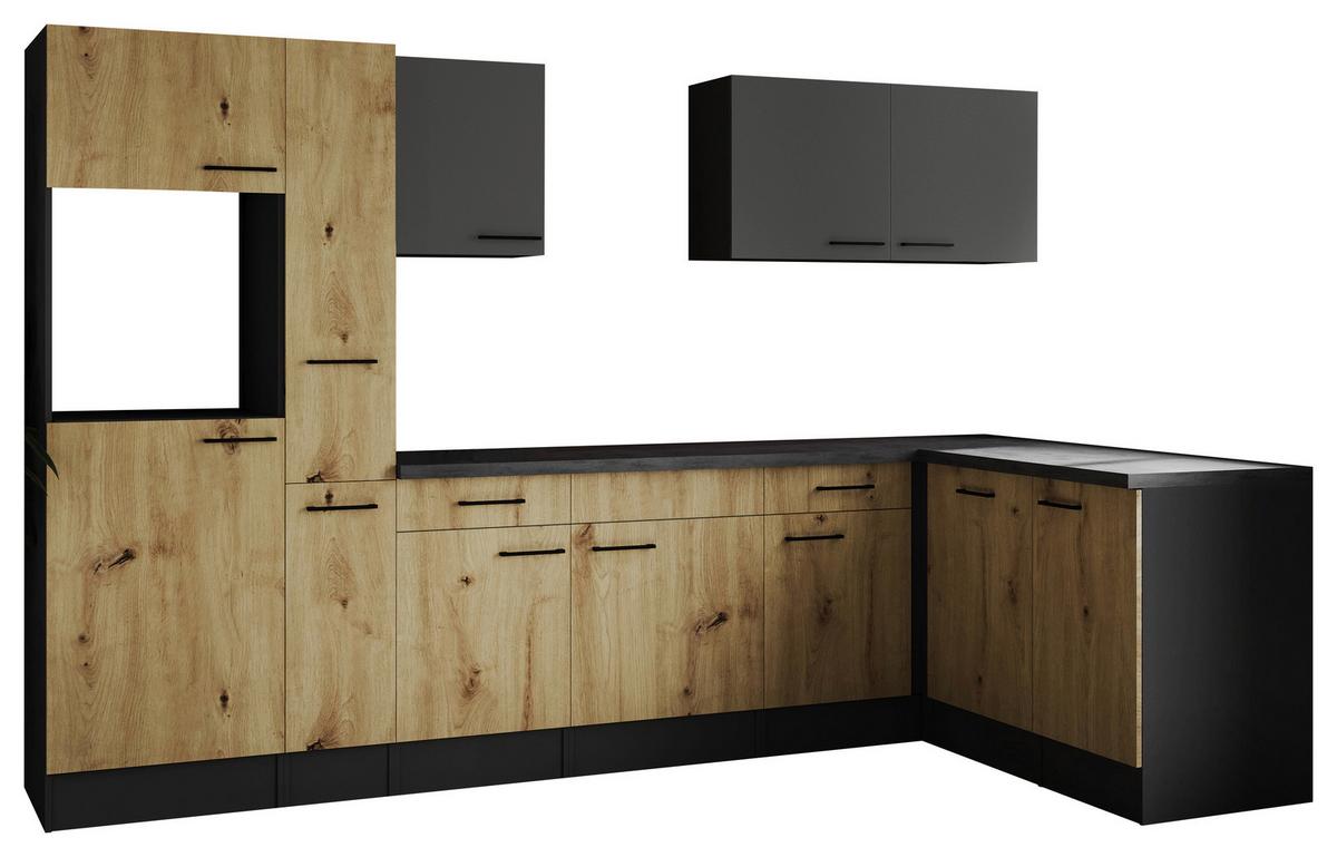 Kotna Kuhinja Brez Aparatov Oliver, 310x172cm - siva/črna, Design, kovina/leseni material (310/172cm) - Respekta