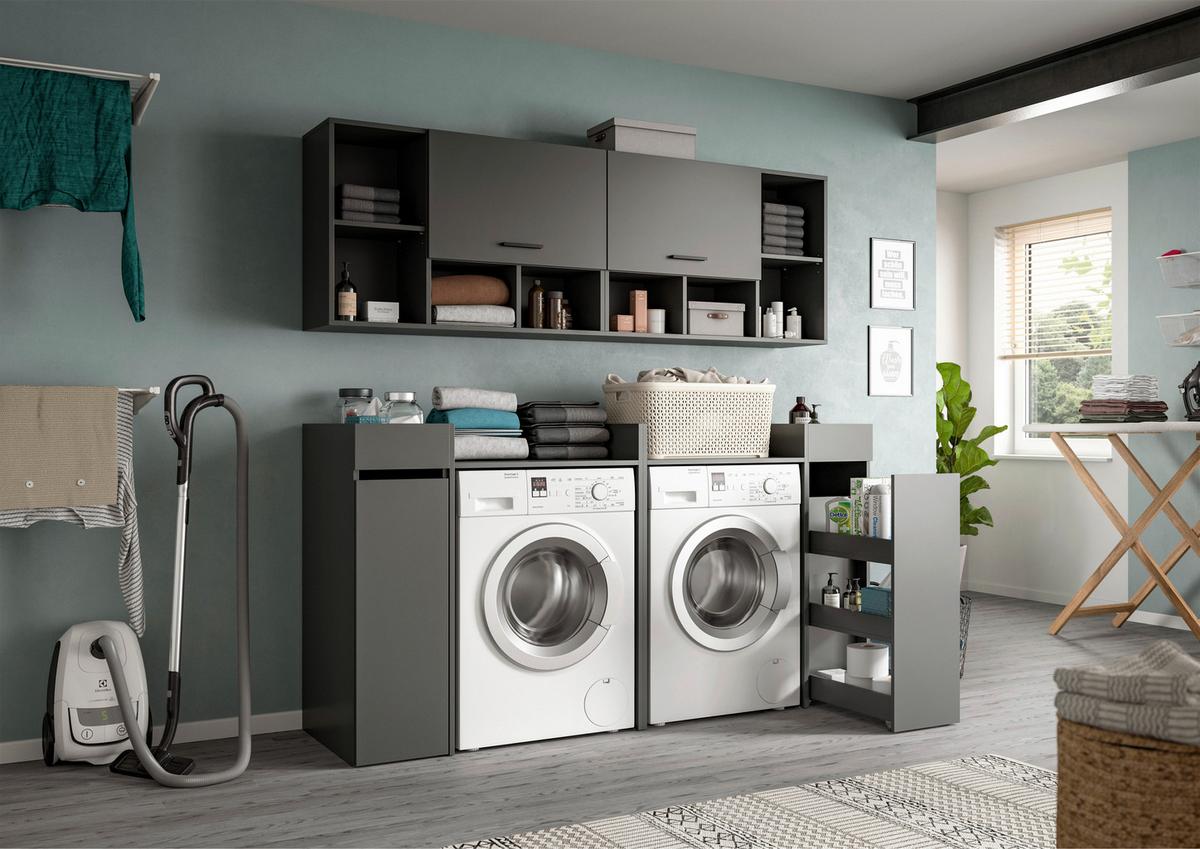 Omara Za Pralni In Sušilni Stroj Free, Antracit - antracit, Basics, leseni material (190/195/60cm) - MID.YOU