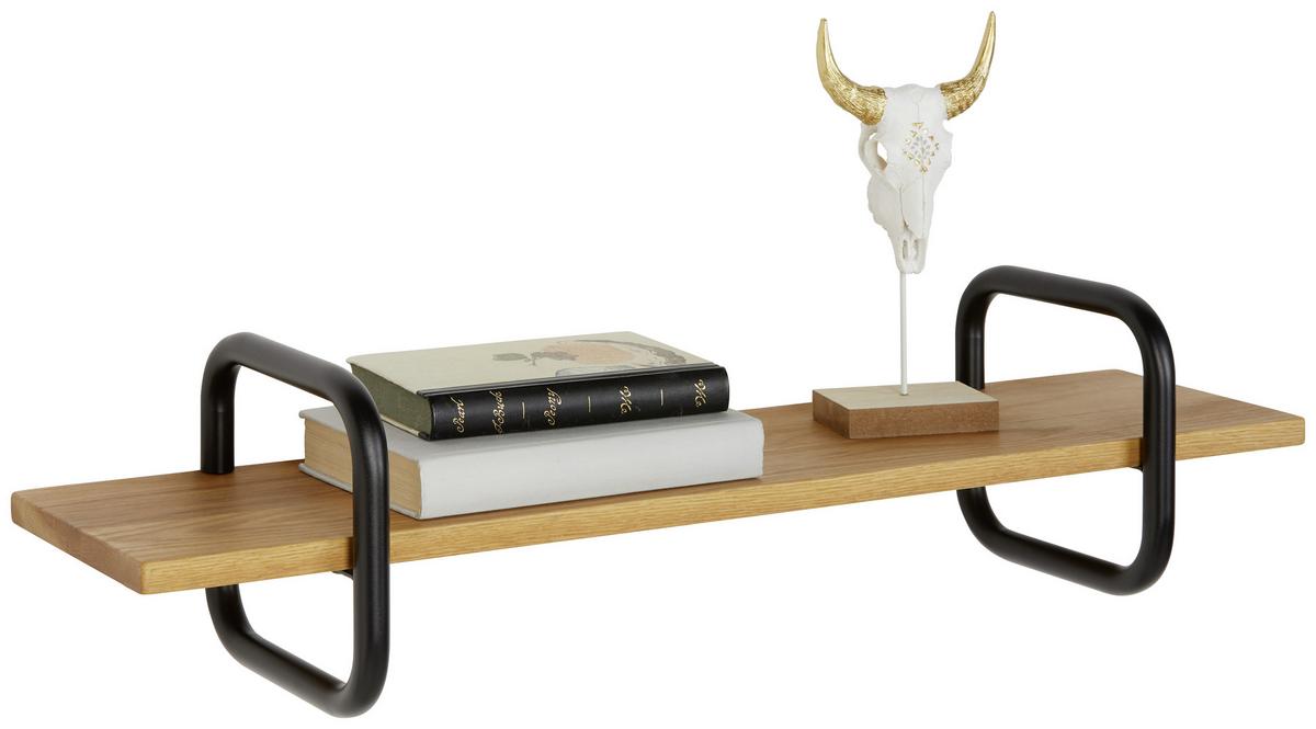 Wandboard aus Eiche massiv - Eichefarben/Schwarz, Modern, Holz/Metall (80/20/22cm) - Mömax