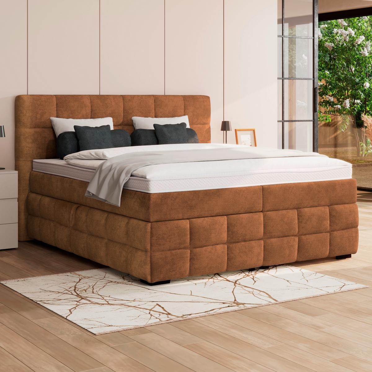 Box Krevet Vega - boje hrđe/zelena, Trend, tekstil/drvo (160/200cm) - Modern Living