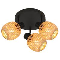 Deckenleuchte Natur Schwarz/Beige max. 5 Watt - Beige/Schwarz, MODERN, Naturmaterialien/Metall (48/16cm)