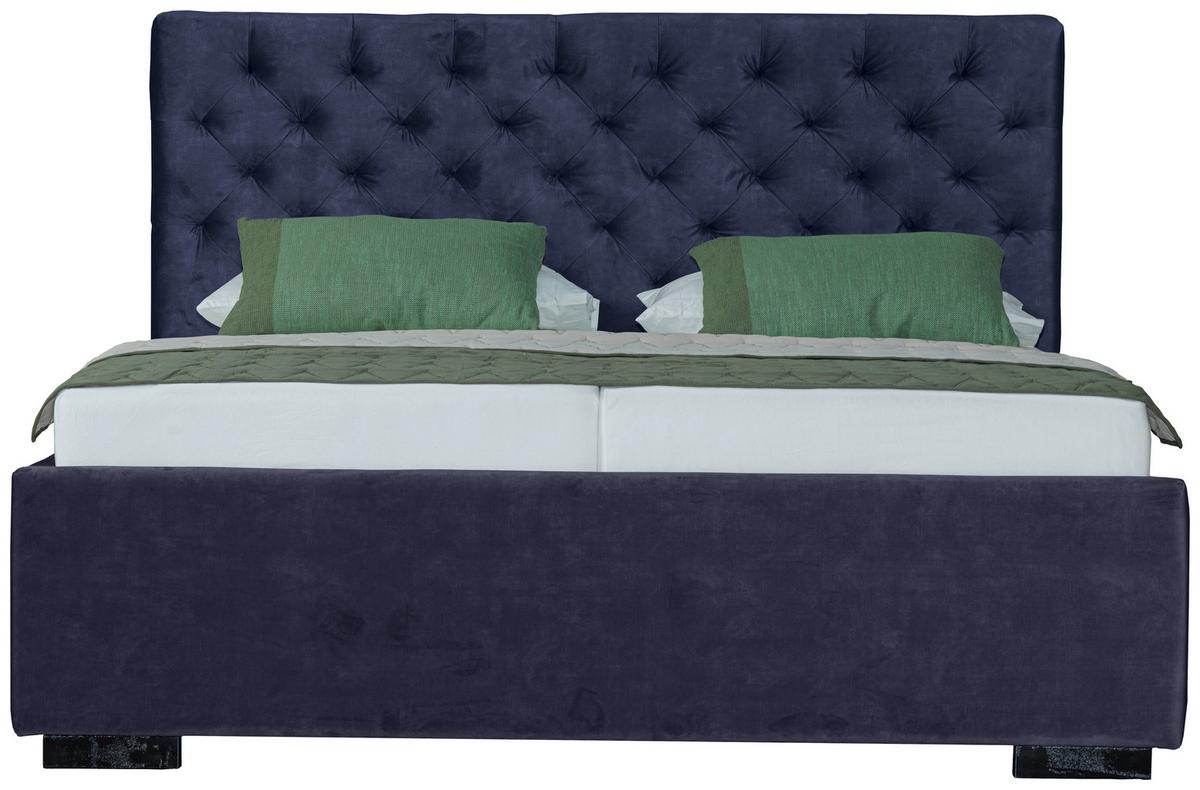 Tapecirani Krevet Miami Storage - tamno plava/crna, Design, drvo/tekstil (180/200cm) - Modern Living