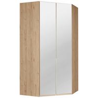 Eckkleiderschrank in Eichefarben mit Spiegel - Eichefarben/Alufarben, Konventionell, Holzwerkstoff/Metall (120/236/120cm) - Premium Living