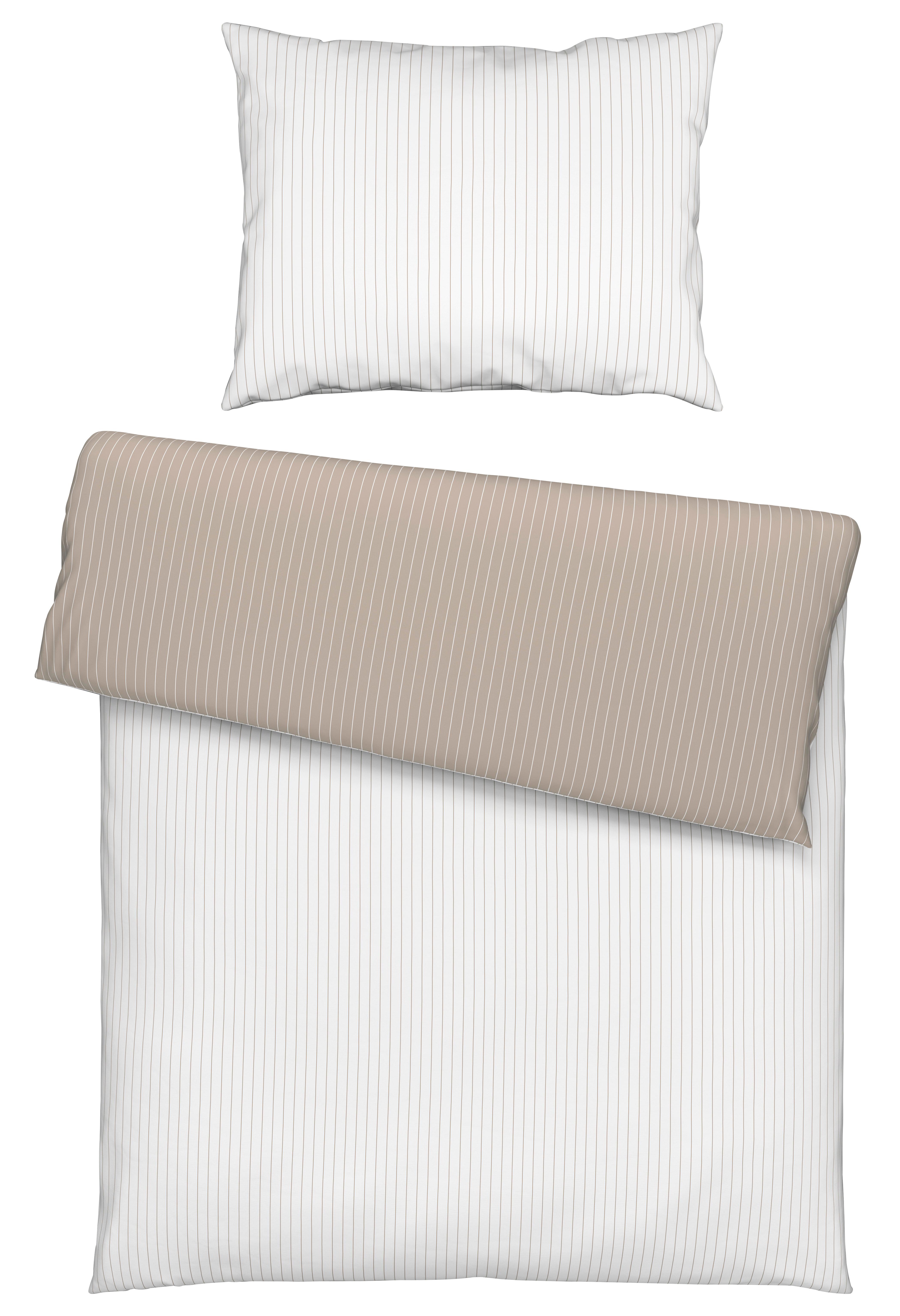 Bettwäsche Twill Streif Weiß/Beige ca. 140x200cm - Beige/Weiß, MODERN, Textil (140/200cm) - Mömax