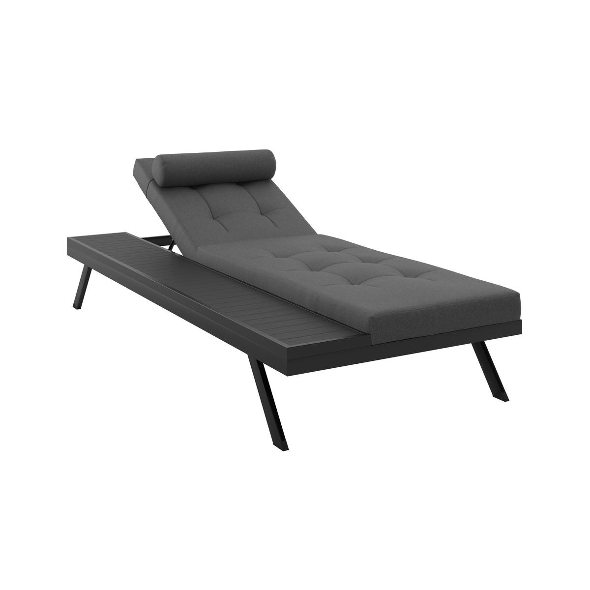 Gartenliege Avolina Dunkelgrau Outdoorstoff/Metall +Abdeckung - Grau, MODERN, Kunststoff/Textil (199/30/86cm) - Bessagi Garden