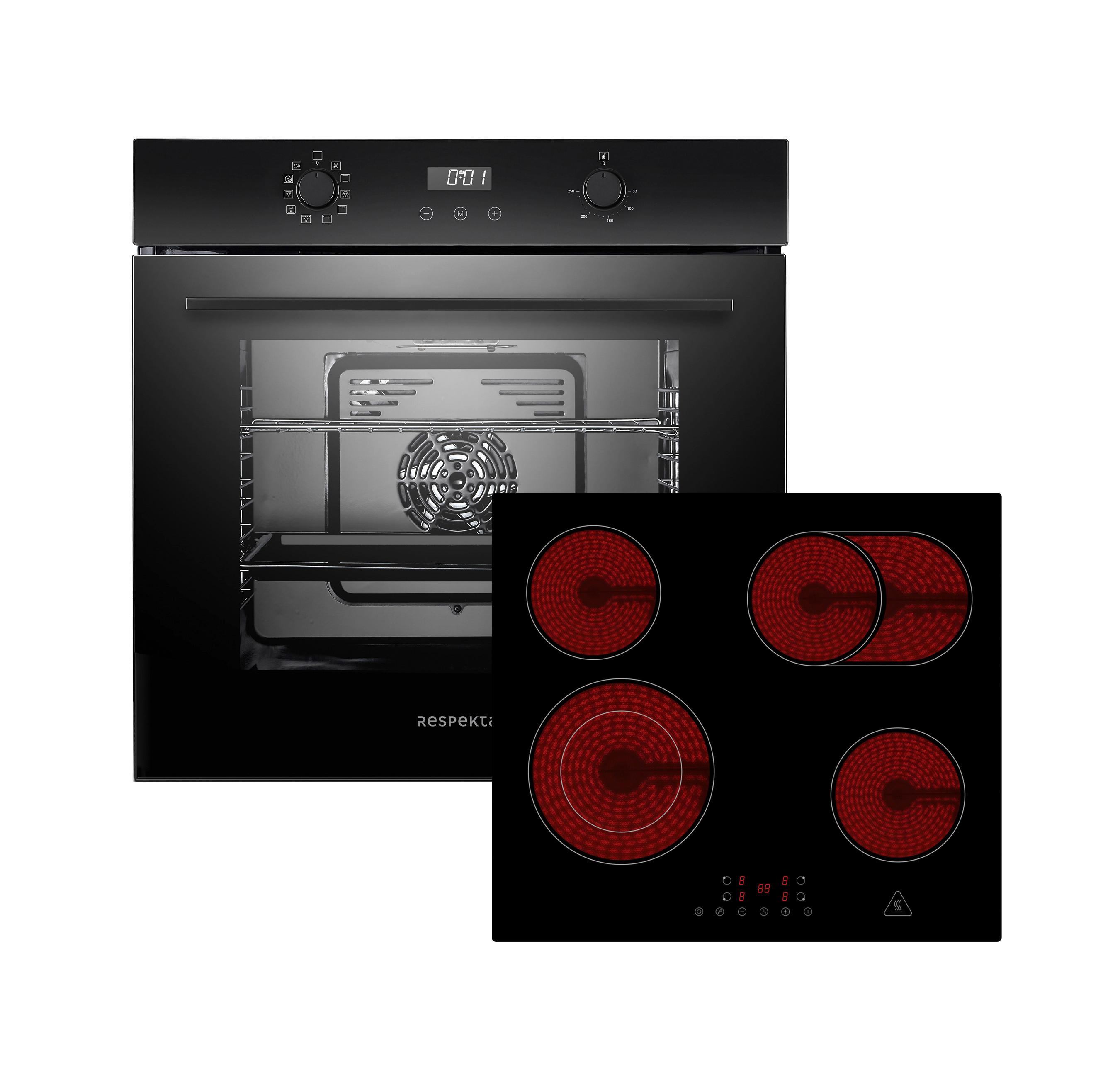 Set Pečice In Kuhalne Plošče Respekta - črna, Trend, kovina/steklo (59,5/59,5/56,5cm) - Respekta