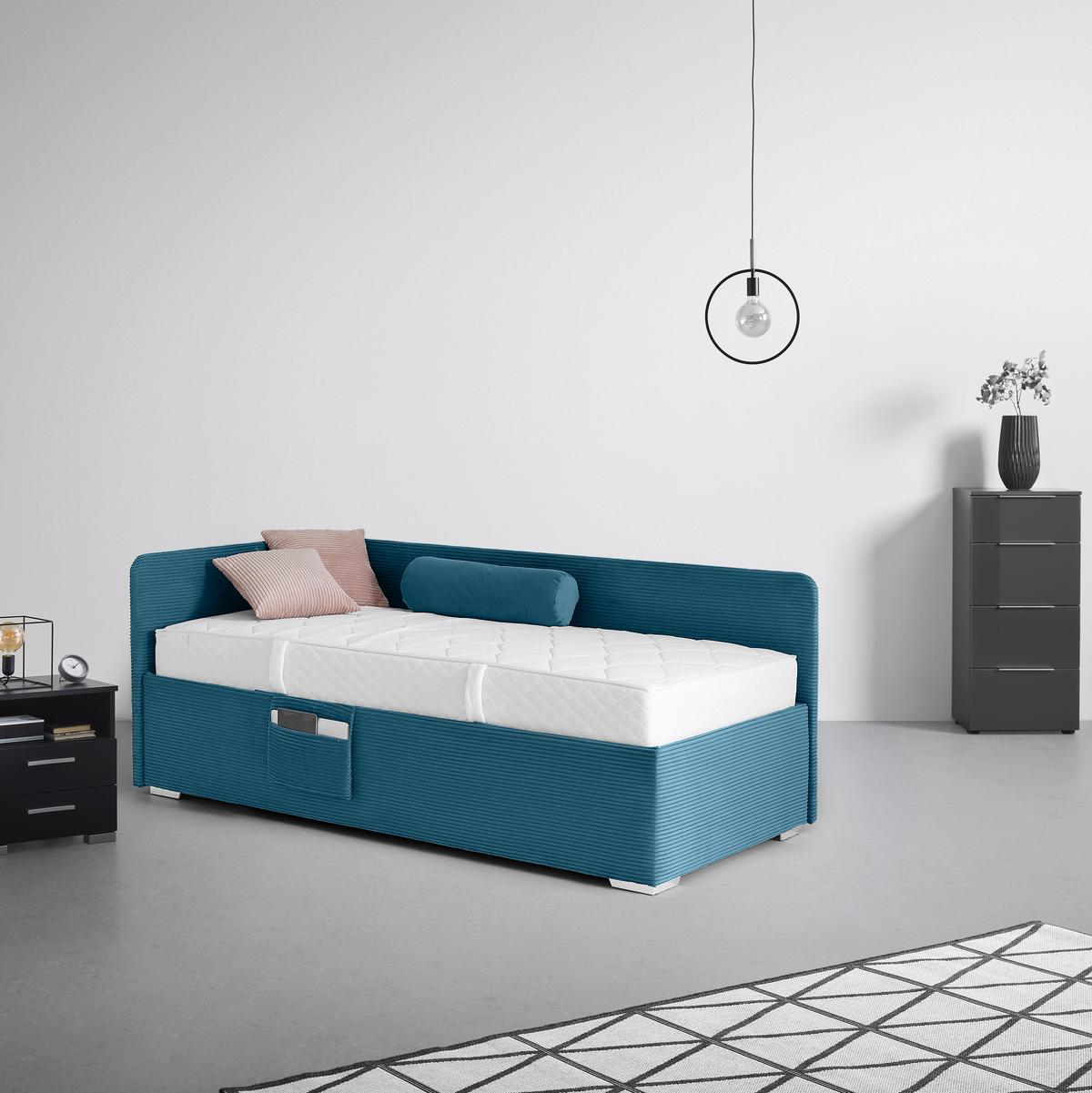 Bett Remi Pastelblau ca. 90x200cm - Chromfarben/Pastellblau, KONVENTIONELL, Holz/Kunststoff (90/200cm) - Mömax