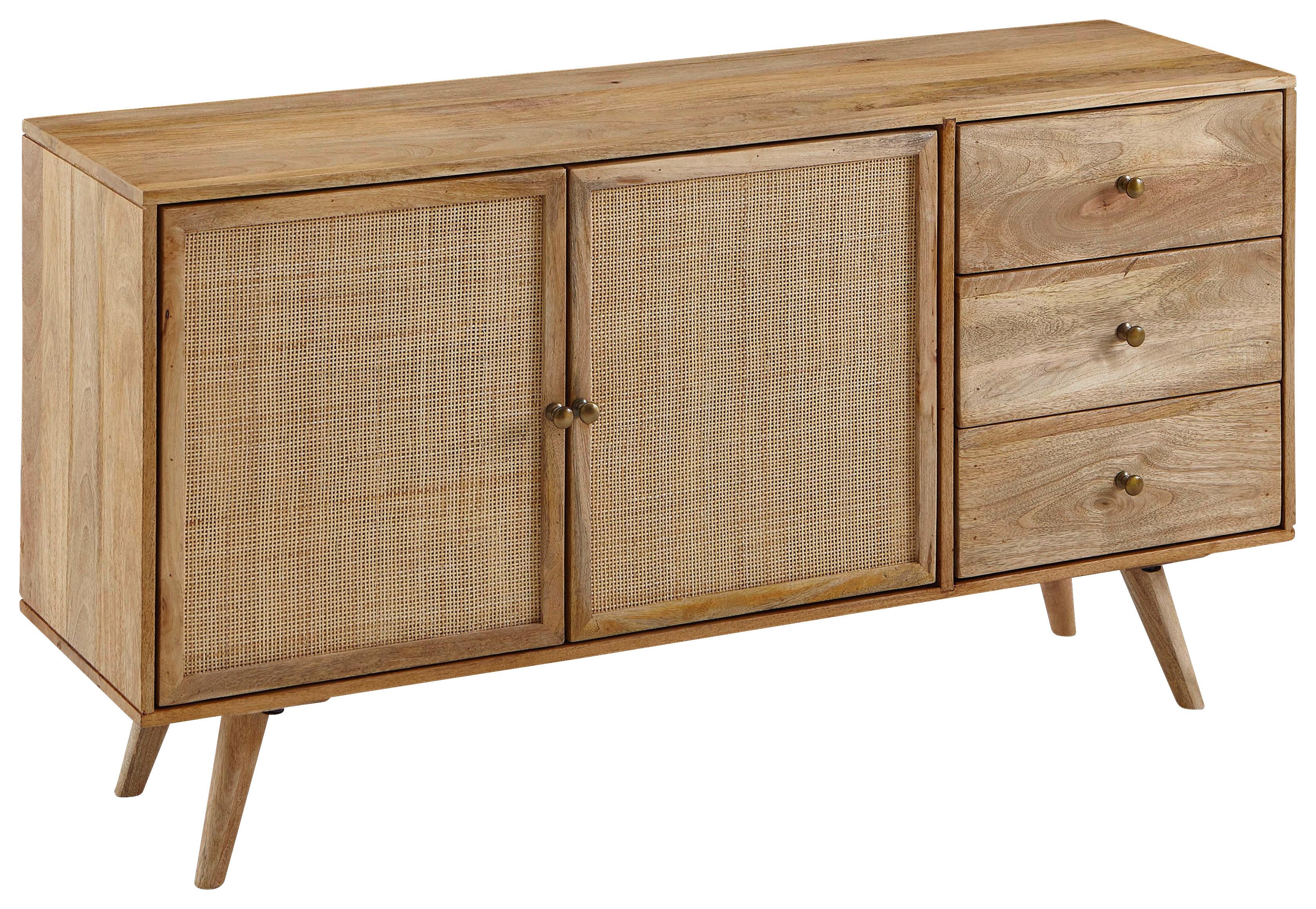 Komoda Mango, Pravi Les - zlate barve/rjava, Design, kovina/les (140/75/40cm) - MID.YOU