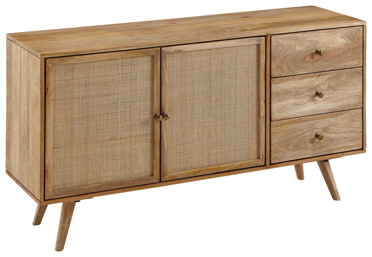 Komoda Mango, Pravi Les - zlate barve/rjava, Design, kovina/les (140/75/40cm) - MID.YOU