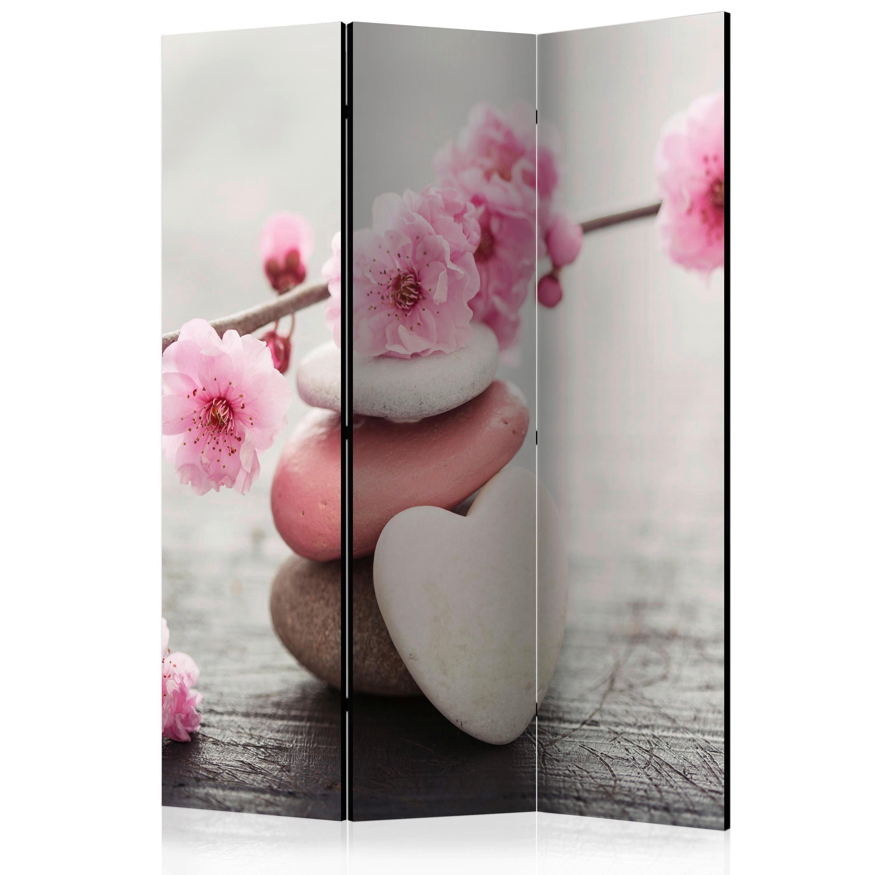 Paravan Zen Flower, 3-Delni, Dvostranski - pink/biserna, Basics, tekstil/les (135/172/3cm) - artgeist