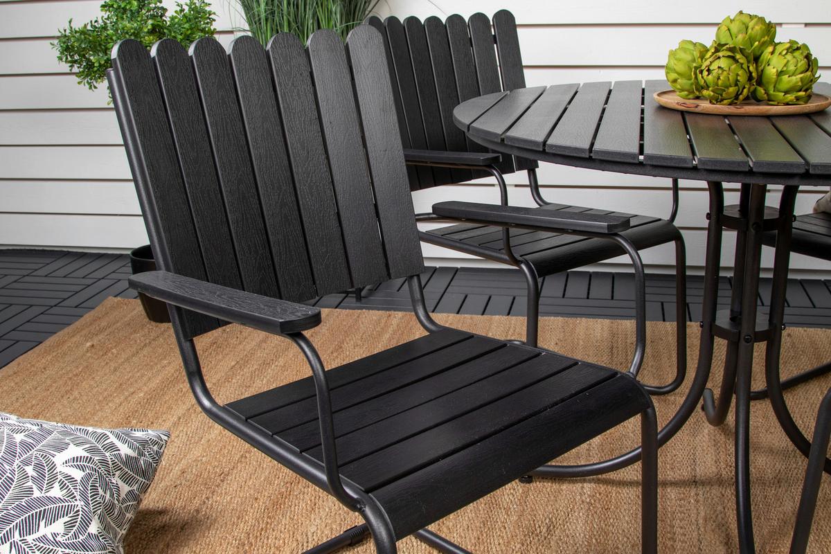 Gartentischgruppe Holmsund Schwarz - Schwarz, KONVENTIONELL, Metall - Gardenson